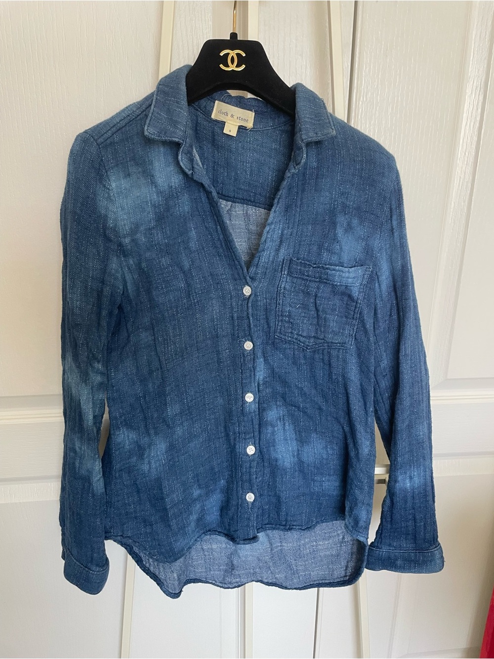 cloth & stone Indigo-Dyed Button Front Casual Shirt